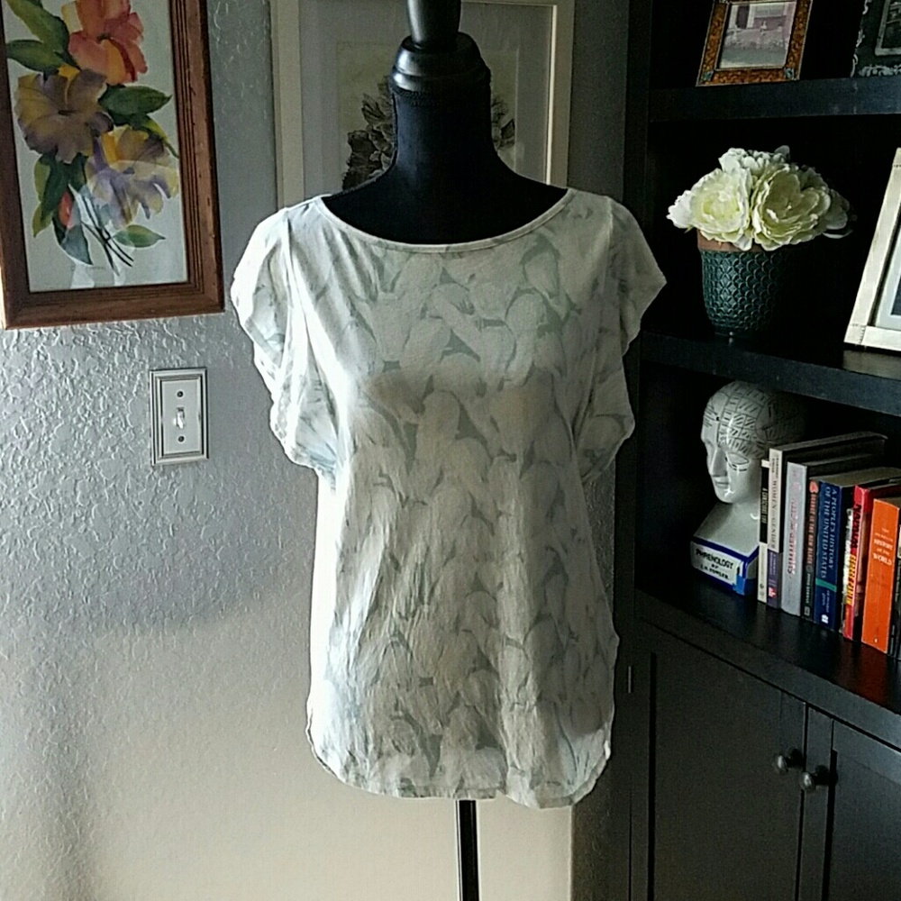 Beautiful Watercolor Flutter-Sleeve Top